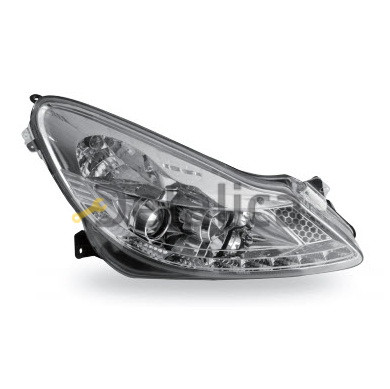 Фара левая+правая комплект тюнинг линзованная DEVIL EYES JUNYAN внутри хром для Опель Корса D