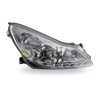 Фара левая+правая комплект тюнинг линзованная DEVIL EYES JUNYAN внутри хром для Опель Корса D