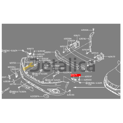 Крепление переднего бампера левый для Ниссан Патфайндер Р52