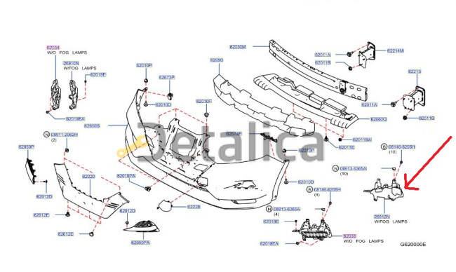 Кронштейн противотуманной фары передней левой для Ниссан Кашкай J11E 2 поколения от 2019 рестайлинг