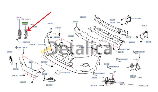 Кронштейн противотуманной фары передней правой для Ниссан Кашкай J11E 2 поколения от 2019 рестайлинг