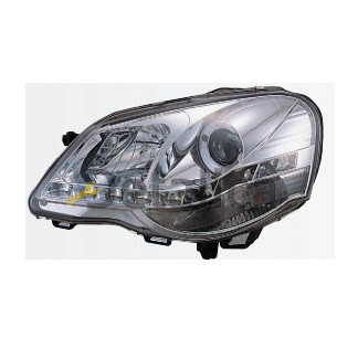 Фара левая+правая комплект тюнинг диодная линзованная внутри хром для Фольксваген Поло от 2005-2008 (Sonar)