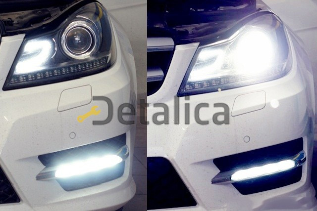 Фонарь габаритный правый передний диод  AVANTGARD для Мерседес W204 от 2010