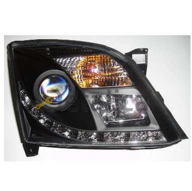 Фары тюнинг-комплект с светящимися ободками линзованные SONAR внутри чёрные для Опель Вектра С