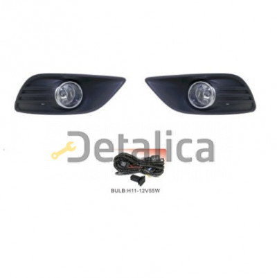 Фары противотуманные комплект 2шт (с проводкой ) решетка бампера хром для Форд Фокус 2 рестайл