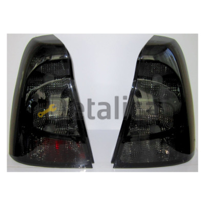 Фонарь задний внешний левый+правый комплект тюнинг тонированный DEPO внутри красн-хром для рено логан от 2010