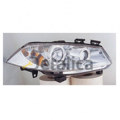 Фара левая+правая тюнинг линзованная с светящимся ободком под корректор SONAR внутри 7 шт хром для Рено Меган от 2003-2005