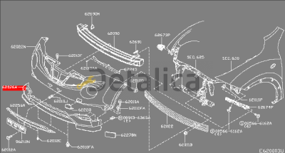 Нижняя часть переднего бампера для Ниссан Жук F15E от 2015 года рестайлинг