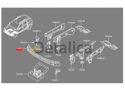 Усилитель переднего бампера для Ниссан Террано D10 оригинал