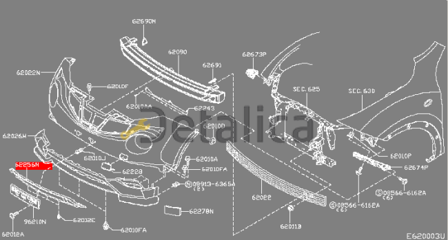 Спойлер фартука переднего бампера для Ниссан Жук F15E от 2015 года рестайлинг