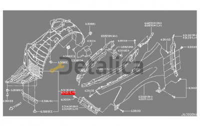 Подкрылок переднего крыла левый для Ниссан Теана L33 оригинал
