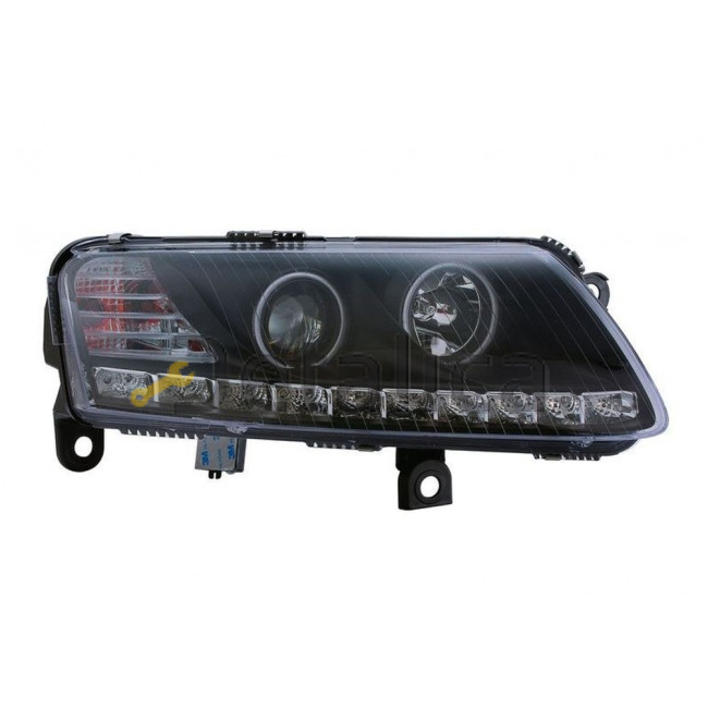 Фара левая+правая комплект тюнинг линзованная без корректора внутри черная для Ауди А6 от 2004 - 2008 (Eagle Eyes)