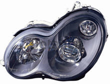 Фара для Мерседес W203 Л+П (комплект) тюнинг дизайн (Е класс 2003) линзованная внутри черн (DEPO)