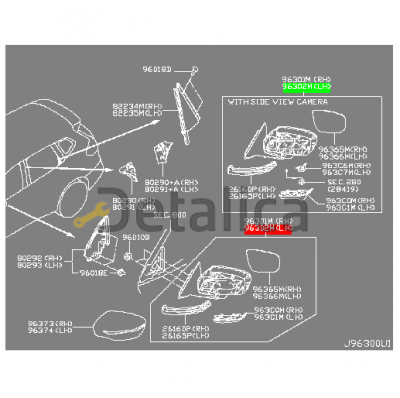 Зеркало левое для Ниссан Х-Трейл Т32 элект. c под , ук.поворота , автоск. камерой оригинал