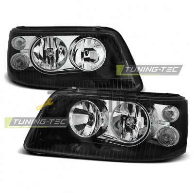 Фары тюнинг-комплект двухламповые с хрустальным ук поворота внутри с рег мотора внутри черные для Фольксваген Транспортер Т5 2003-2009 (Depo)