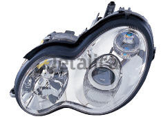 Фара для Мерседес W203 Л+П (комплект) тюнинг дизайн (Е класс 2003) линзованная внутри хром (DEPO)