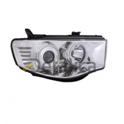 Фара левая+правая комплект тюнинг линзованная с светящимся ободком диод  EAGLE EYES внутри хром указатель поворота прозрачный для митсубиси L200 от 2005