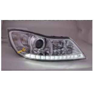 Фары комплект с светящимся ободком рег мотора диодная внутри хром Шкода Октавия А5 2008-2012 (Sonar)