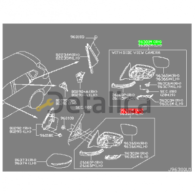 Зеркало правое для Ниссан Х-Трейл Т32 элект. с под , ук. поворота , автоск. камерой оригинал