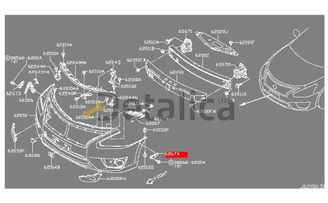 Крепление переднего бампера левый для Ниссан Теана L33 оригинал