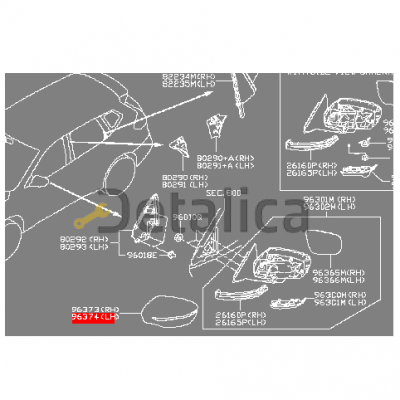 Крышка бокового зеркала левая для Ниссан Х-Трейл Т32 оригинал