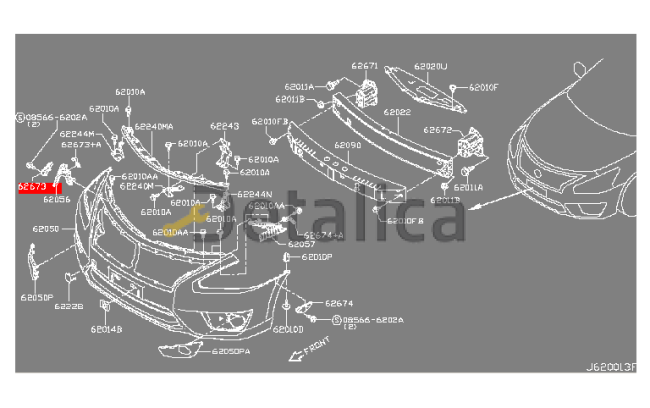 Крепление переднего бампера правый для Ниссан Теана L33 оригинал