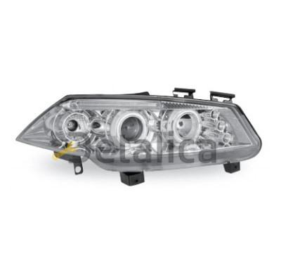 Фара левая+правая комплект тюнинг линзованная с светящимся ободком JUNYAN внутри хром для Рено Меган от 2003-2005