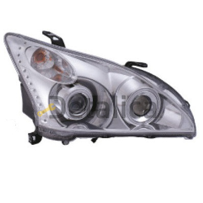 Фара левая+правая комплект тюнинг 4 линзованная с светящимся ободком диод EAGLE EYES внутри хром для лексус RX300 от 2003