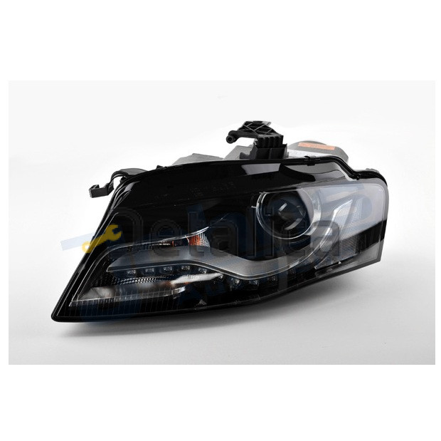 Фара левая ксенон линзованная с рег мотора внутри чёрная для Ауди А4 Б8 от 2007 (Depo)