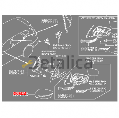 Крышка бокового зеркала правая для Ниссан Х-Трейл Т32 оригинал