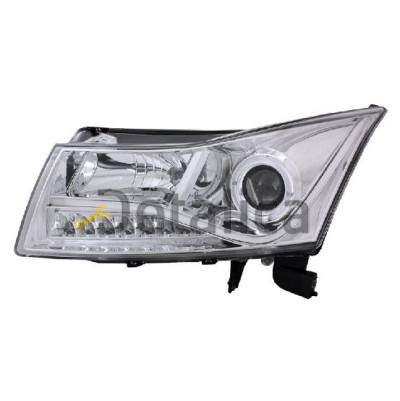 Фара левая+правая комплект тюнинг линзованная DEVIL EYES с светящимися ободком без корректора EAGLE EYES внутри хром для Шевроле Круз     003H-N