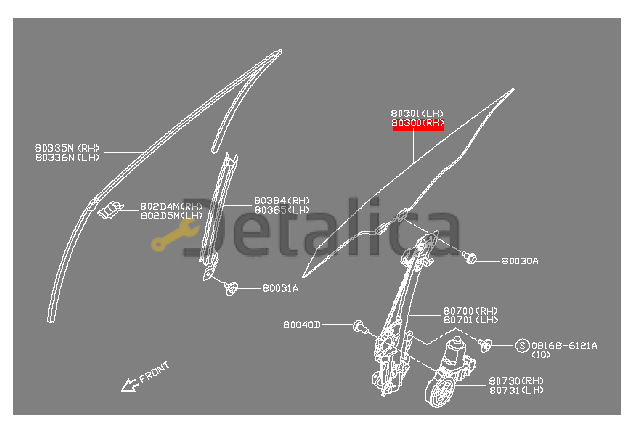 Стекло боковое передней правой двери для Ниссан Теана L33 оригинал