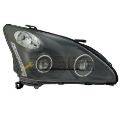 Фара левая+правая комплект тюнинг 4 линзованная с светящимся ободком диод EAGLE EYES внутри черная для лексус RX300 от 2003