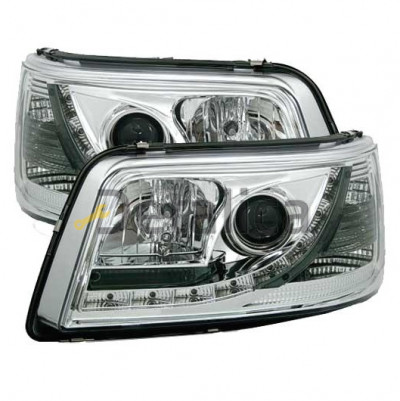 Фары тюнинг-комплект линзованные с рег мотора внутри хром для Фольксваген Транспортер Т5 2003-2009 (Sonar)