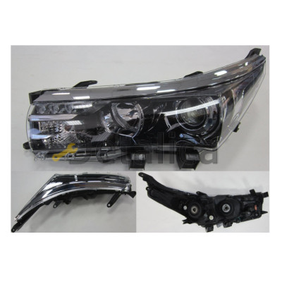 Фара левая тюнинг линзован диодами с рег мотора с хром молдинг внутри черный для Тойота Королла Е180 от 2013 (Китай)