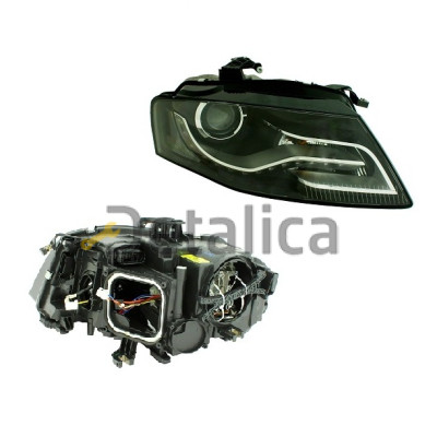 Фара правая ксенон линзованная с рег мотора внутри чёрная для Ауди А4 Б8 от 2007 (Depo)