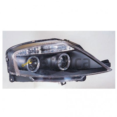 Фары тюнинг-комплект линзованные с 2 светящимися ободками с регулятором мотора внутри черные для Ситроен С3 Sonar