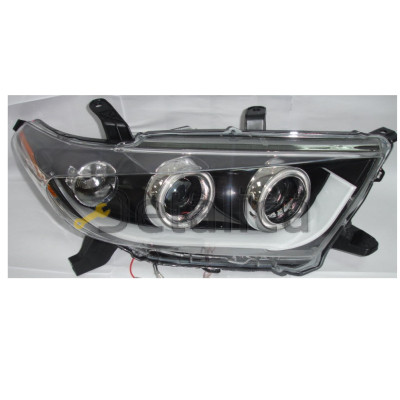 Фары комплект-тюнинг DEVIL EYES линзованные со светящимся ободком для Тойота Хайлендер 2 от 2010