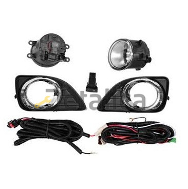 Фара противотуманная левая+правая комплект тюнинг с решеткой бампера с хром ободком проводкой кнопкой для Тойота Королла 2006-2008 (Тайвань)