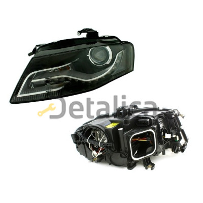 Фара левая ксенон Адаптив линз с рег мотора внутри черная для Ауди А4 В8 от 2007 (Depo) AFS