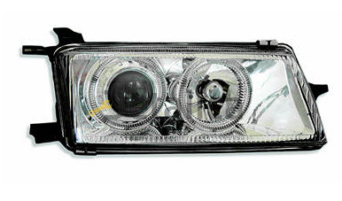 OPEL VECTRA фара прав тюнинг линзован с 2 светящ ободк внутри черн