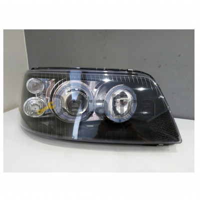 Фары тюнинг-комплект линзованные со светящимся ободком с рег мотора внутри черные для Фольксваген Транспортер Т5 2003-2009 (Depo)