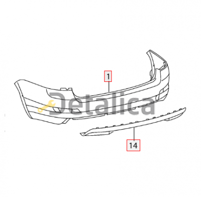 Юбка (спойлер щиток) заднего бампера для Шкода Октавия А7 оригинал