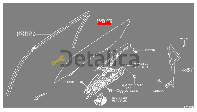 Стекло боковое задней левой двери для Ниссан Теана L33 оригинал