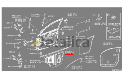 Молдинг передней левой двери хромированный верхний для Ниссан Тиида С13