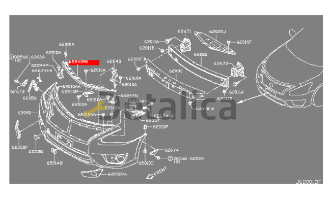 Усилитель переднего бампера верхний для Ниссан Теана L33 оригинал