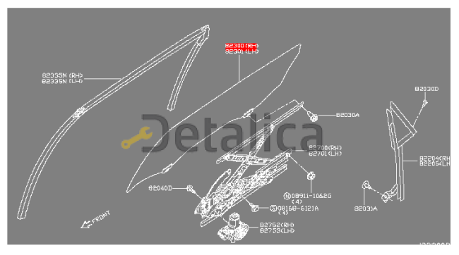 Стекло боковое задней правой двери для Ниссан Теана L33 оригинал
