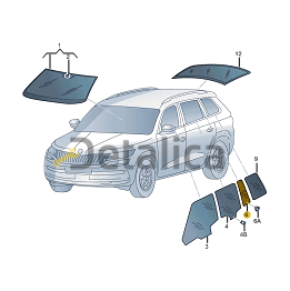 Стекло боковое правое заднее глухое малое для Шкода Кодиак оригинал тонированное