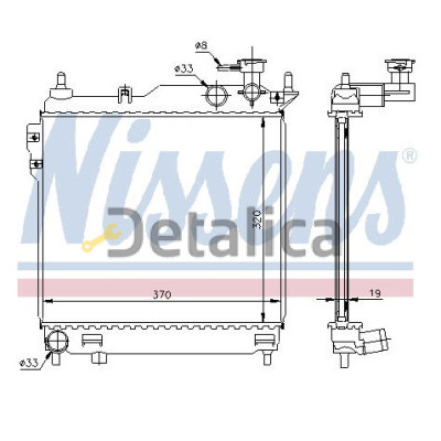 Радиатор охлаждения 372 x 320 mm для Хендай Гетц от 2002 AVA (Nissens)