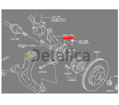 Кулак поворотный левый для Ниссан Центра В17 оригинал